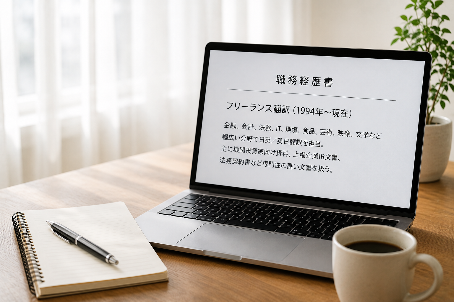 「フリーランス翻訳（1994年〜現在）」の一行にブランクが自然に収まった経歴書